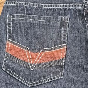 VTG Chams Men's Embroidered Pocket Baggy Hip Hop Skater Grunge Denim Shorts 40